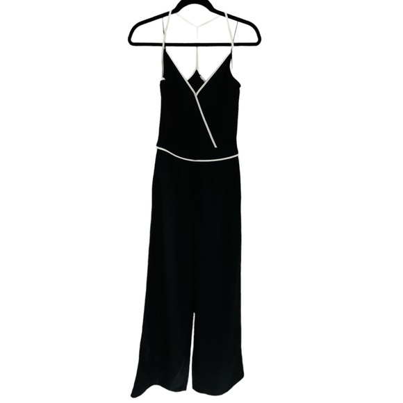 Razor Back Wide Leg Black White Jumpsuit - Sz 0 Chic Date Night Feminine - Picture 1 of 13